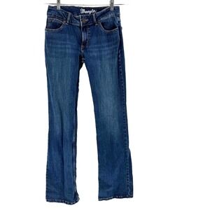 Wrangler Mid Rise Boot Cut Jeans Women's Size 27 Dark Wash Western Cowgirl Rodeo
